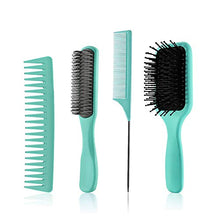 Laden Sie das Bild in den Galerie-Viewer, 5-teiliges Paddle-Haarbürsten-, Entwirrungsbürsten- und Haarkamm-Set