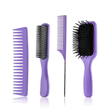 Laden Sie das Bild in den Galerie-Viewer, 5-teiliges Paddle-Haarbürsten-, Entwirrungsbürsten- und Haarkamm-Set