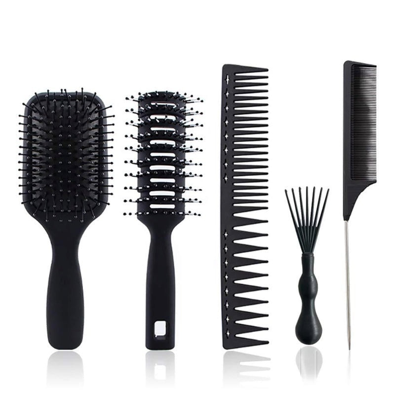 5-teiliges Paddle-Haarbürsten-, Entwirrungsbürsten- und Haarkamm-Set
