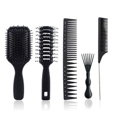 Laden Sie das Bild in den Galerie-Viewer, 5-teiliges Paddle-Haarbürsten-, Entwirrungsbürsten- und Haarkamm-Set