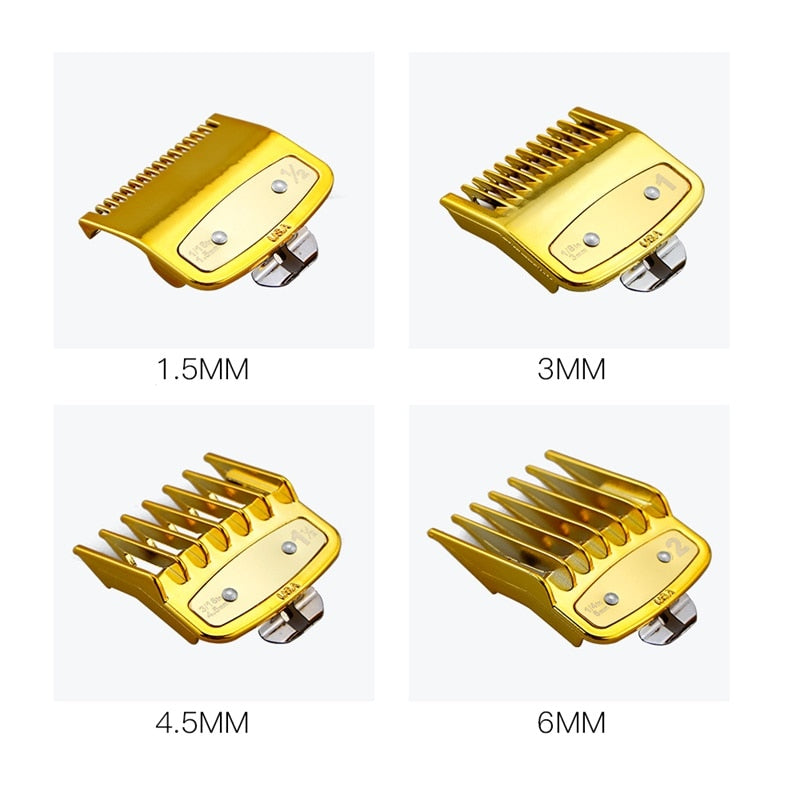 8 Sizes Metal Hair Clipper Guide Gold