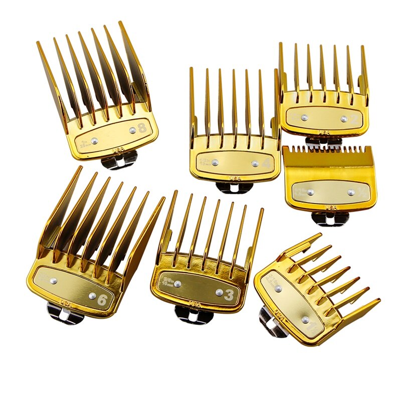 8 Sizes Metal Hair Clipper Guide Gold Color