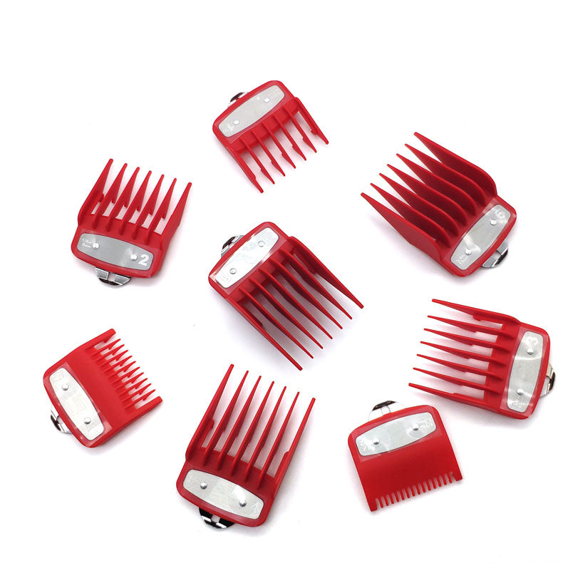 8*Clipper Metal Guide Combs For Wahl - Red Color