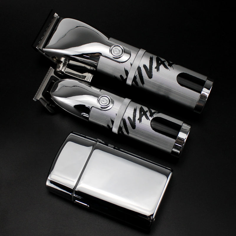 BR BARBERS Professional Hair Clipper Silver Barber Set